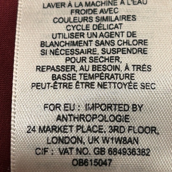 Anthropologie Feather Bone Maroon with Blue Embroidery Ruffle Dress, size Small - Picture 10 of 12